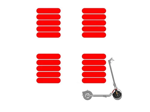 Accesorio para patinete eléctrico | Pegatinas reflectantes 90x20mm rojas - 20uds EWHEEL MOBILITY, Rojo