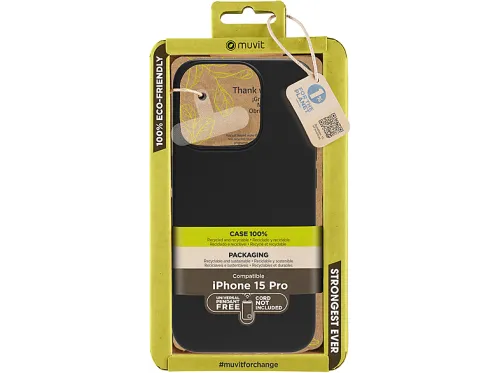 Carcasa para móvil | MUVIT MFCFC468, Compatible con Apple iPhone 15 Apple iPhone 15, Negro