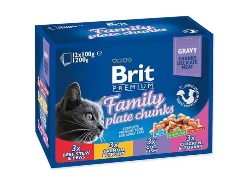 Comida húmeda para gatos | BRIT Plato Familiar (12x100g), 1,2 kg, para Gato