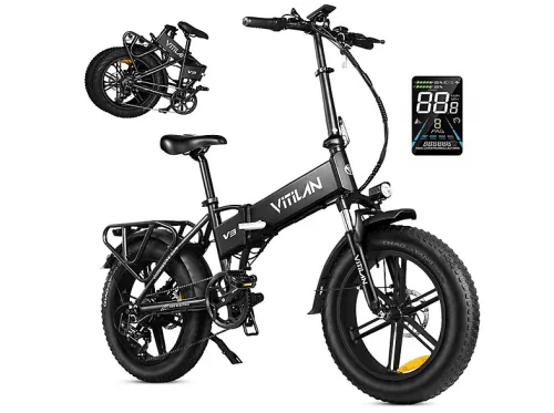 Bicicleta plegable | VITILAN V3 2.0, Bicicleta eléctrica, 750W, negro