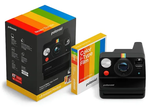 Cámara instantánea | POLAROID NOW+ GEN3 BLACK + COLOR FILM BUNDLE X8, 79mm x 79mm (3.1" x 3.1"), Negro
