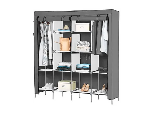 Armario | NYANA Vestidor Tela 170x167x45 cm | 10 Compartimentos | 2 Barras Colgador | Puertas con Cremallera, , 167 cm x 170 cm x 45 cm