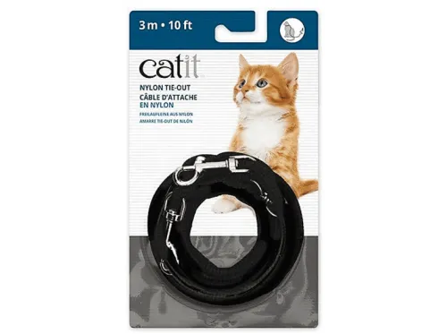 Correa para gato | CATIT anti enredos de Nylon Tie-Out, para Gato, Black