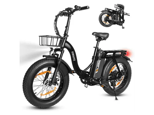 Bicicleta plegable | ESKUTE D202, Bicicleta eléctrica, 250W, Negro