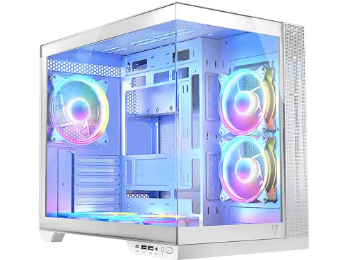 Caja de PC | Volcano Panorama ARGB 5F MIDI - Material de acero MODECOM, Blanco, Multicolor, Transparente