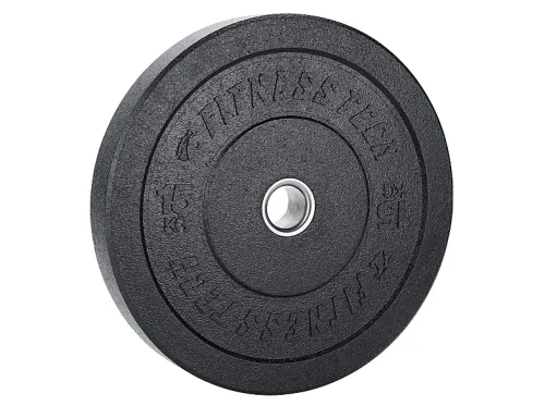 Disco olímpico | FITNESS TECH Disco Bumper Plate, Negro