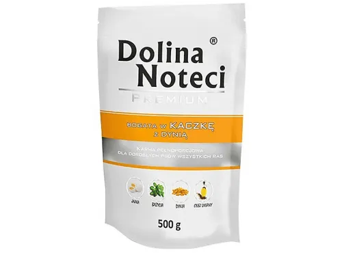 Comida húmeda para perros | DOLINA NOTECI Dolina Noteci Premium Pienso húmedo para perros, rico en pato con calabaza, 500g, 500 g, para Perro