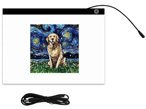 Tableta gráfica | INF Tablero de luz LED A3 con USB, Negro / Blanco, Blanco y negro