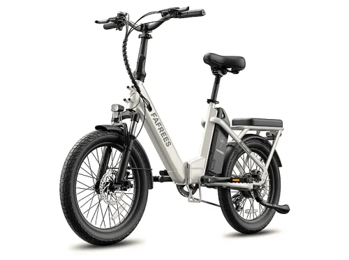 Bicicleta de ciudad | FAFREES F20 Flex, Bicicleta eléctrica con pedaleo, 250W, Beige