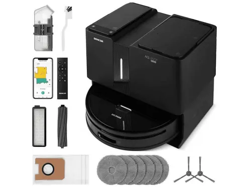 Robot aspirador | SENCOR SRV 9790BK, 72 W, Depósito 0,38 l, Autonomía 200 min, Negro