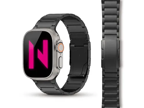 Correa | Brazalete de Titanio Inoxidable con Cierre Desplegable Doble NALIA, Titanio Negro