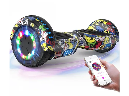 Hoverboard | Hoverboard JD5/6, Con altavoz Bluetooth y luz LED para niños y adultos RCB, 15 km/h, 180 W, 100 kg, amarillo