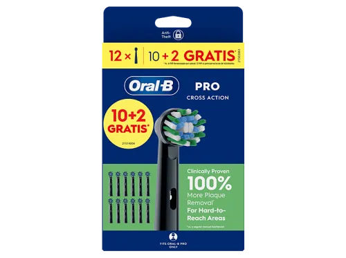 Recambio para cepillo dental | Oral-B Pro CrossAction, Cabezales De Recambio, Pack de 12 unidades, Negro