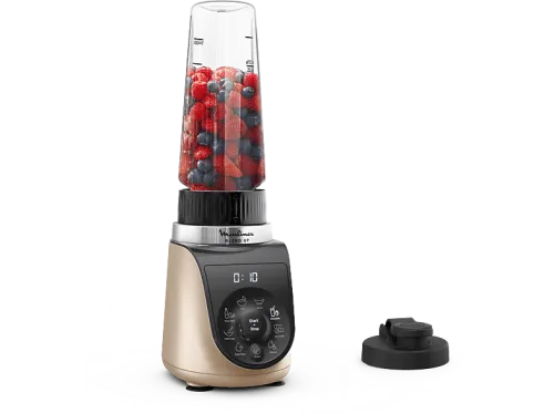 Batidora de vaso | Moulinex Blend Up LM190, Batidora personal, 8 Programas automáticos, Autolimpieza, Compacta, Silenciosa, 1000 W, 0. 7 L, Color Dune