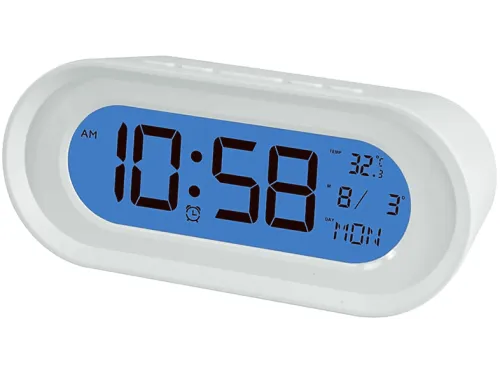 Despertador | RD-701-B, con luz, snooze, radio ELBE, Blanco, Azul
