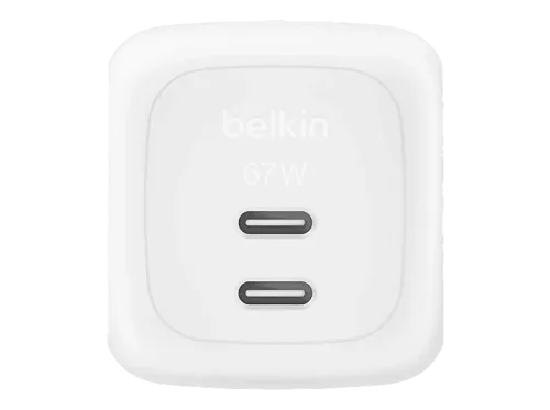 Cargador de pared | Belkin WCH020KQWH, Universal, 2x USB-C, 67W, Carga Rápida, Blanco