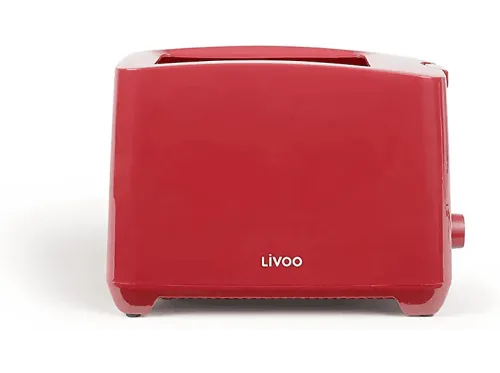 Tostadora | LIVOO DOD162RC, 750 W, 2 ranuras, 2 rebanadas, Control regulable del dorado de la corteza niveles tostado, Rojo