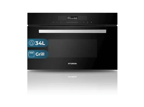 Microondas | HYUNDAI HHMW3414DGB00, 900 W, 5 potencia, 34 l, Cristal negro