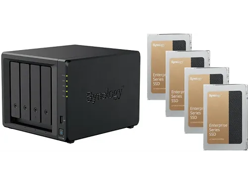 NAS Server | DS425+ (2GB RAM) con 4x 3840GB SSD Enterpr total: SYNOLOGY, SSD, 3840 GB negro