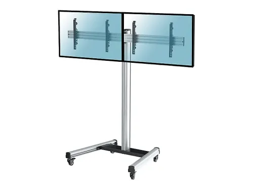 Soporte TV fijo | KIMEX 031-1210K2 Soporte de suelo con ruedas para 2 TV 43"-49", Altura 175 cm, De 43 "a 49 ", 200x200 min, 400x400 max, Gris