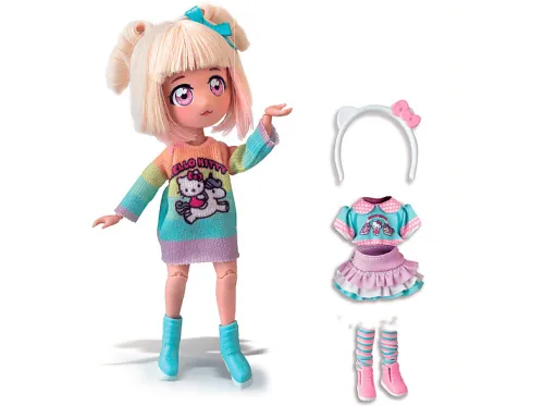 Muñeca | GIOCHI PREZIOSI Hello Kitty Muñeca Manga Fashion Unicorns, 20 cm, 4 año(s), Plastico
