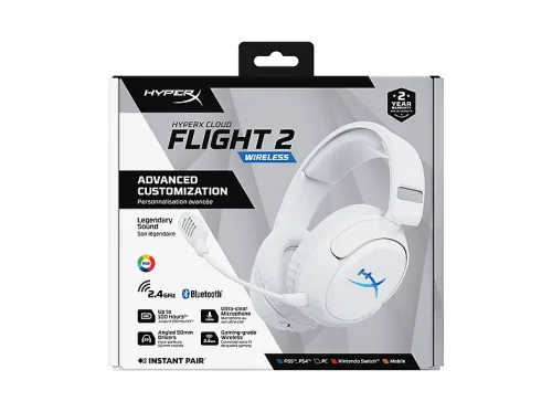 Auriculares gaming | HyperX Cloud Flight 2 HYPERX, Circumaurales, Bluetooth, Blanco