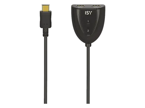Adaptador cable | ISY IHD-9037, 2x HDMI input, 1x HDMI output, PVC, Máxima Resolución 720p, Negro