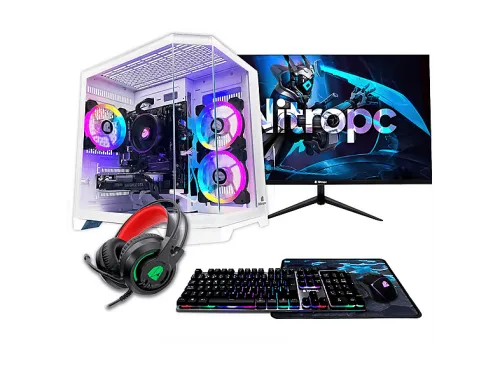 Pack PC gaming | NITROPC Pack Avanzado, Intel Core i5-12400F (6 núcleos, 12 hilos | 2,50 GHz hasta 4,40 GHz), Monitor 24" 120Hz IPS, 16 GB RAM, 1 TB SSD, GeForce RTX™ 3050, Windows 11 Pro, Monitor 24 " Full-HD, Blanco