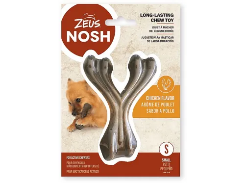 Juguete para mascota | ZEUS Hueso en forma de Y mordedor con aroma Nosh Strong - Pollo, para Perro, Brown