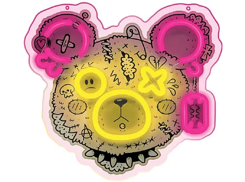 Luz neón | Neon ART Led Punk Teddy Bear pink-yellow FLA01 FOREVER, Rosa