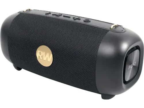Altavoz bluetooth | PEAQ PPA 405-RW, 2x 10W, 4.5h Autonomía, IPX5, Edición Robbie Williams, Negro