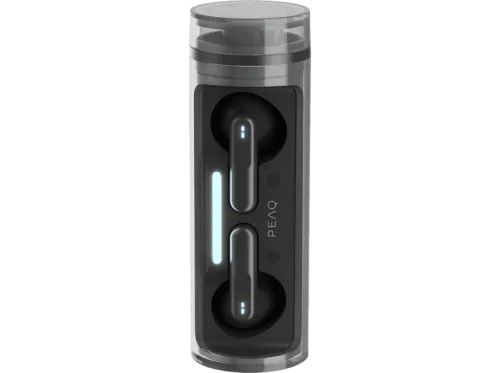 Auriculares True Wireless | PEAQ Rolling, 19h Autonomía, IPX3, Bluetooth, Micrófono, Control Táctil, Dual Pairing, Negro