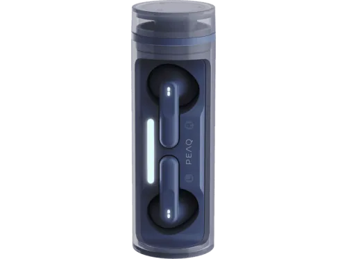 Auriculares True Wireless | PEAQ Rolling, 19h Autonomía, IPX3, Bluetooth, Micrófono, Control Táctil, Dual Pairing, Azul
