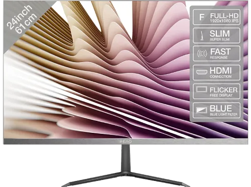 Monitor | PEAQ PMO Slim S240, 24" Full HD IPS, 5 ms, Ultra delgado, Plateado