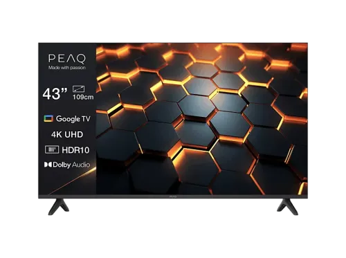 TV LED 43" | PEAQ PTV 43GU-5025T, UHD 4K, Google TV, Smart TV, DVB-T2 (H.265), HDR10, Dolby Audio, Negro