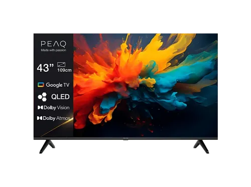 TV QLED 43" | PEAQ PTV 43GQU-5026T, UHD 4K, Google TV, Smart TV, DVB-T2 (H.265), Negro