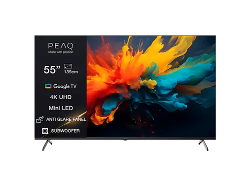 TV Mini LED 55" | PEAQ PTV 55GMU-5026C AG, UHD 4K, Smart TV, Google TV, HDR10, Negro
