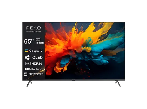 TV QLED 65" | PEAQ PTV 65GQU-5026C, QLED 4K, Smart/Google TV, DVB-T2, HDR10, Dolby Audio, Triple Tuner, Negro
