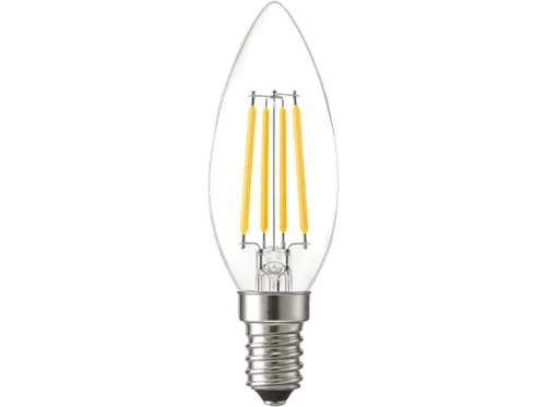 Bombilla | SILVER ELECTRONICS Bombilla Vela regulable C37 filamento transparente E14 470lm 4W 2700K 25.000h, E14, Eficiencia energética: E