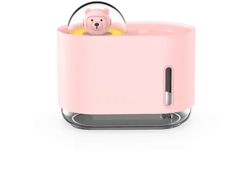 Humidificador | SYNTEK Luftbefeuchter Adorable Humidificador de Aire de Sobremesa Mini Oso Espacial Luz de Noche, 300 ml, 10 m², Rosa