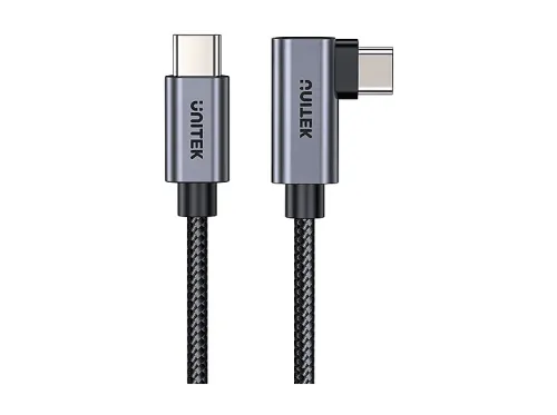 Cable USB-C a USB-C | UNITEK C14123BK-0.5M, USB 2.0, USB-C, USB-C, Negro, Gris