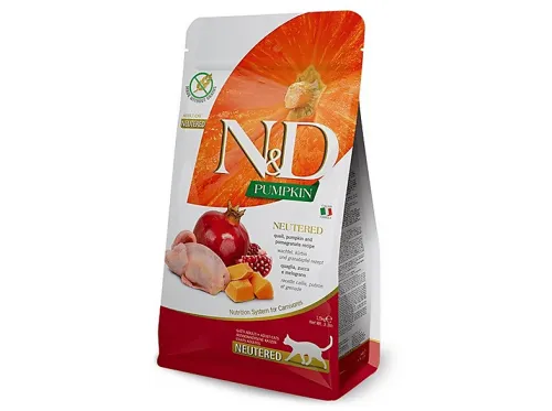 Pienso para gatos | FARMINA N&amp;D Pumpkin Quail &amp; Pomegranate Neutered, 5 kg, para Gato