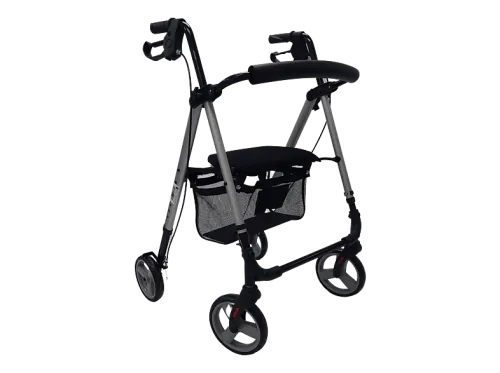 Andador | TRÉBOL ADVANCE plegable con Frenos, Asiento y Cesta, Negro