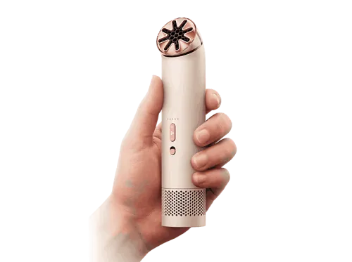 Mini ventilador | Dyson HushJet™ Mini Cool, 3 en 1, Bateria, Carga USB-C, Potencia 40 W, 5 Velocidades+ modo Boost, Stone/Blush