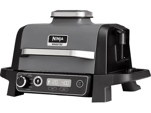 Grill | Ninja Woodfire OG701EU, 2400 W, Para exteriores, 7 funciones de cocción, Barbacoa eléctrica, Negro