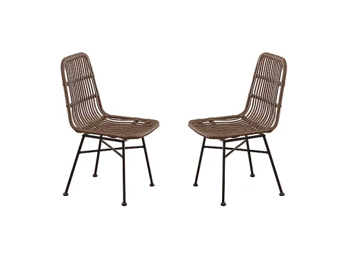 Sillas de comedor | MIROYTENGO Pack 2 comedor thai industrial marrón/negro rattán 44x84x47 cm, Marrón
