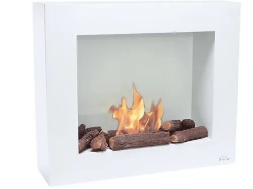 Biochimenea de pared | PURLINE Chimenea de etanol en blanco con kit de leños, 2000 W, Blanco