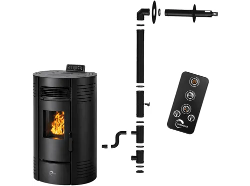 Estufa de pellets | SANNOVER Azora 15,1 + Kit, 15100 W , negro